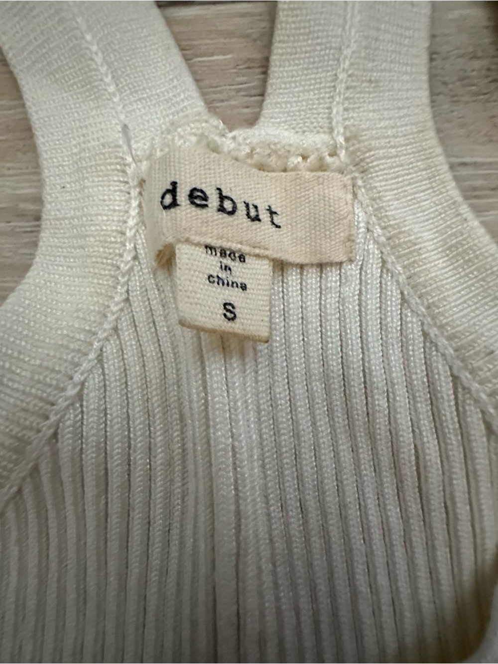 Debut Cream Ribbed Racerback Tank S - Picture 3 of 5